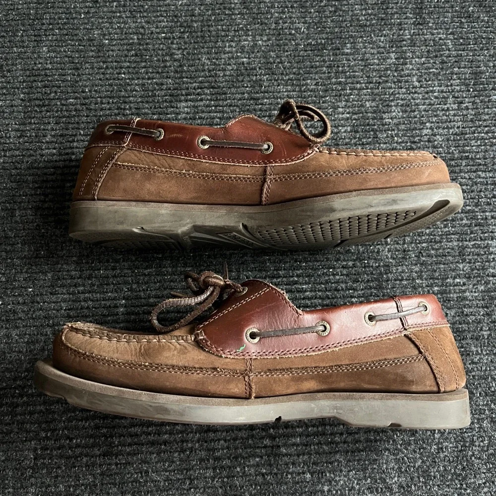 Sperry Billfish Boat Shoe Mens 12 Brown Leather Mesh 3-Eye Loafers preppy career